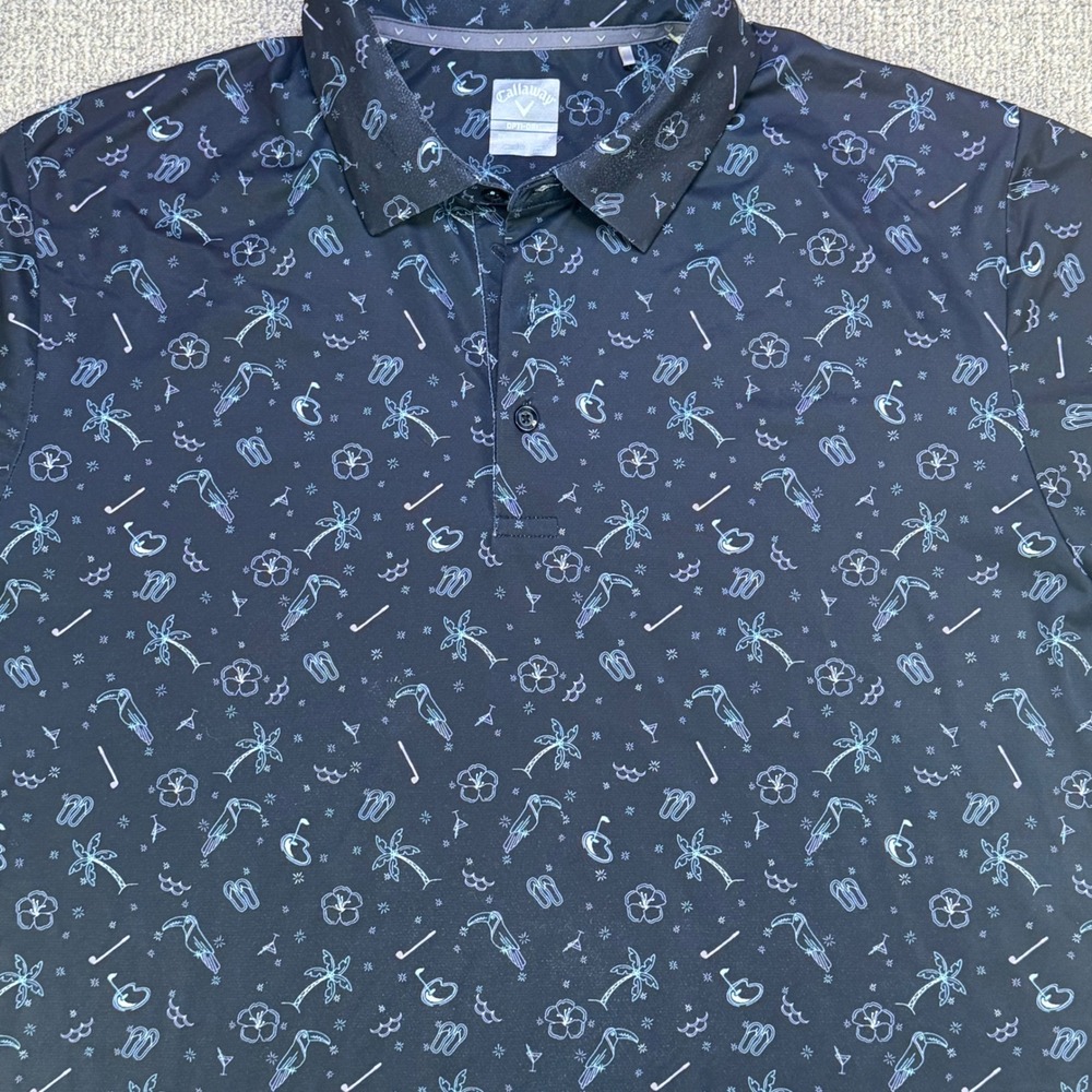 Callaway Opti-Dri 2X Golf Polo Swing‎ Tech Tropical Print Hawaiian Shirt